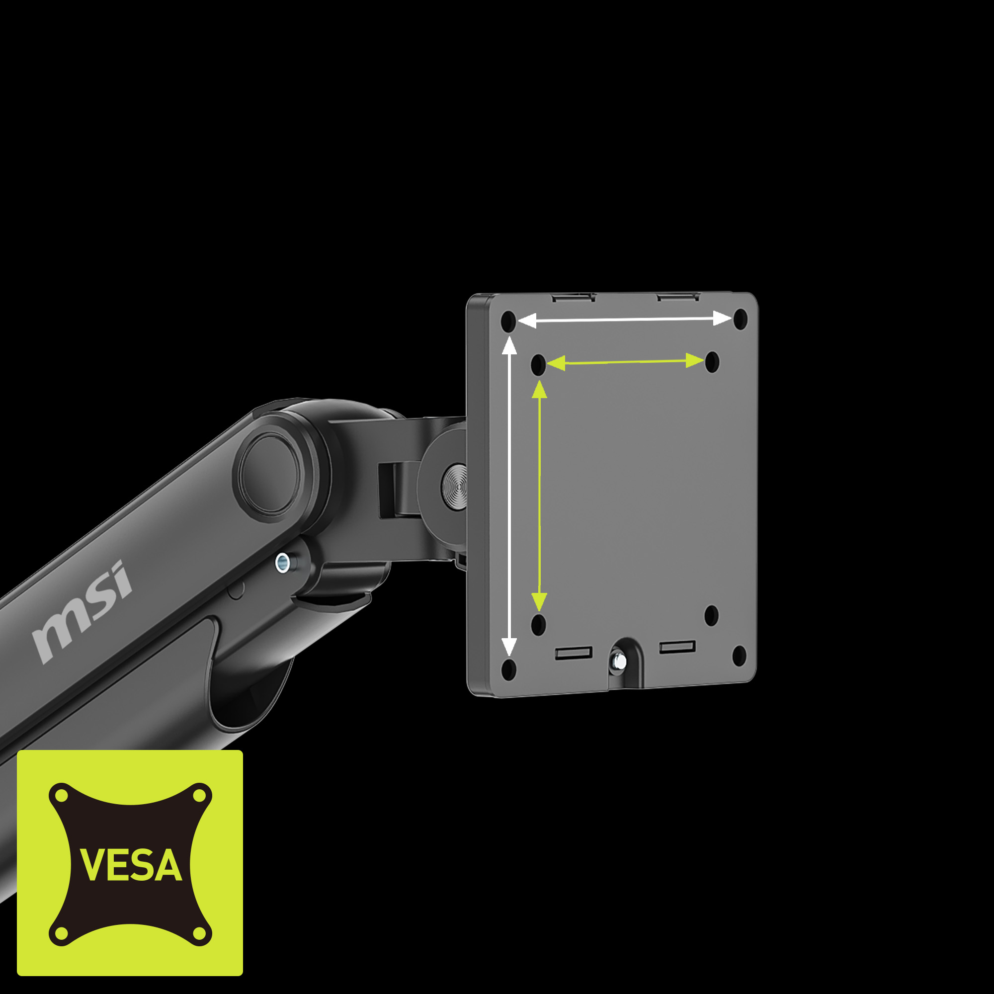 MSI MAG MT201D Dual Monitor Ständer – Premium-Arm Für Bis Zu 2x 20 Kg, Höhenverstellbar, VESA 75/100, Klemme/Tülle